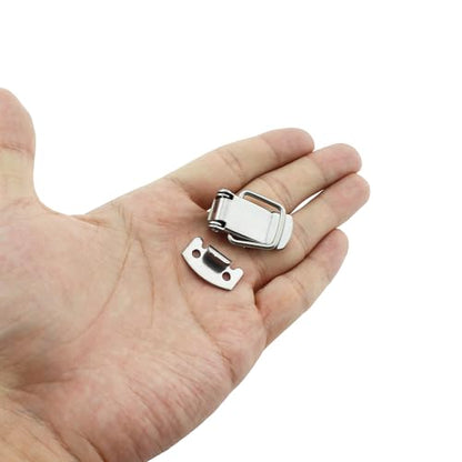 RLECS 6PCS 47.6mm/1.87inch 304 Stainless Steel Spring Loaded Buckle Silver Duckbill Buckle Small Latch Clip Suitable for Wooden Box Drawer DIY Box and Mechanical Equipment