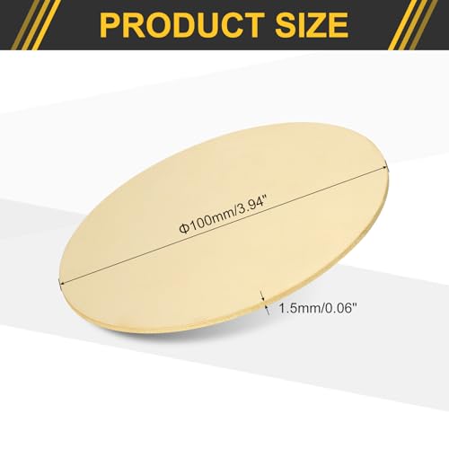 uxcell Brass Round Plate 0.06"(1.5mm) Thick 4"(100mm) Dia H62 - size: 1.5mm x 100mm