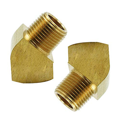 45 Degree Street Elbow 1/2" NPT Male x 1/2" NPT Female Brass Pipe Fitting (Pack of 2) - size: 1/2" NPT Female x 1/2" NPT Male