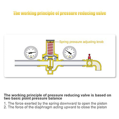 Water Pressure Regulator, Adjustable Brass Valve with Flow Meter Pressure Reducing Valve 3/4 Inch DN20 Thread for Homeowners Plumbers Residential Commercial Water Systems