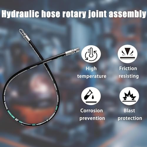 Heroson 26711-08-08RW Hydraulic Hose Swivel Assembly 1/2" Hydraulic Hose with Female JIC X Female JIC 12” Long 3988psi, Black - size: 08-12 in