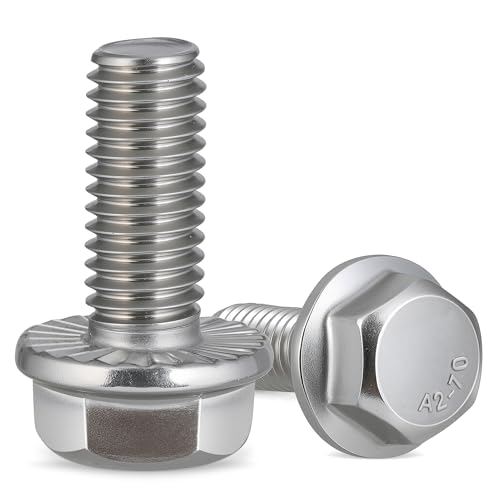 23Pcs M8-1.25 x 20mm Flanged Hex Head Bolts,External Flange Hex Drive Screws,304 Stainless Steel 18-8 Fully Threaded - size: M8x20mm