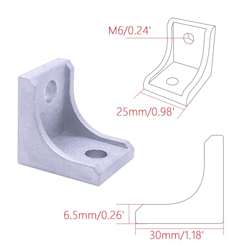 20Sets 1010 Series Aluminum Extrusion Connectors,20 pcs 1010 Corner Brackets,with 40 pcs Sliding T Nuts and Screws for 1010 Aluminum Extrusion Profile Accessories - style: 20 Sets Silver 25S Bracket