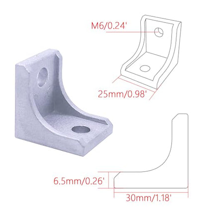 20Sets 1010 Series Aluminum Extrusion Connectors,20 pcs 1010 Corner Brackets,with 40 pcs Sliding T Nuts and Screws for 1010 Aluminum Extrusion Profile Accessories - style: 20 Sets Silver 25S Bracket