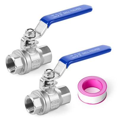 1/2" Female NPT 2-Piece Full Port Ball Valve, 2 Pack - size: 1/2 Inch