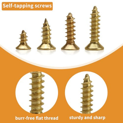 1300 Pcs Wood Screws Kit - M2 M2.5 M3 Flat Head Self-Tapping Screws - color: gold