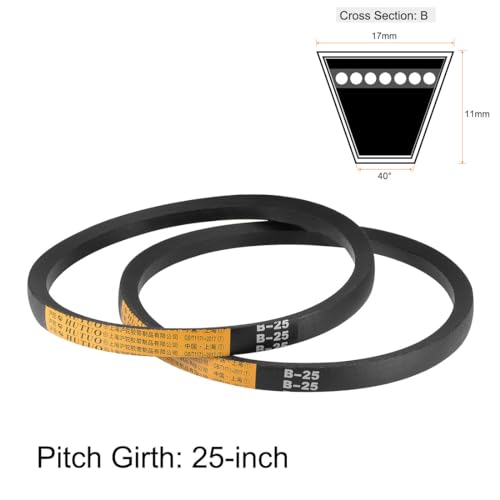 uxcell B25 V-Belts 25" Pitch Length, B-Section Rubber Drive Belt 2pcs - size: 25"