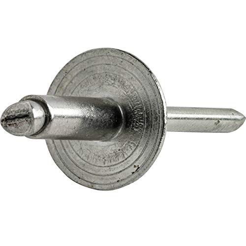 Fastenere Large Flange Pop Rivets - 1/8" x 3/8" (50 Pack) Heavy Duty, Stainless Steel Blind Rivets, Open End 4-6 Grip Range .313" - .375", Corrosion Resistant, High Tensile & Shear Strength - size: 1/8" x 3/8" (4-6) (50 Pack)