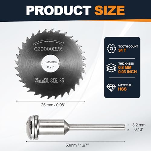 Cutting Wheel Set 2Pcs 0.98" 25mm Diameter HSS Circular Saw Blades - color: Black, size: 0.98"(25mm) Diameter, 0.13"(3.2mm) Round Shank