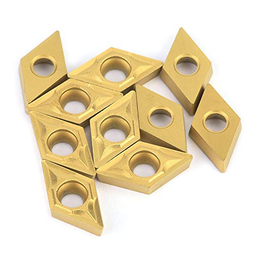 DCMT Carbide Insert Turning Blades, 10-Piece Set with PVD Coating for High Precision CNC Lathe Cutting Tools Suitable for Steel and Cast Iron Machining
