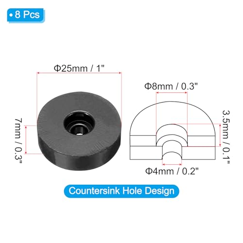 PATIKIL Rubber Spacer, 8 Pcs Rubber Anti Vibration Foot Pad Bumper 1" OD 0.2" ID Count Sink Hole Washer Round Neoprene Bushings Spacer for Air Compressor Machinery Generator Car, Black - size: 1" OD x 0.2" ID