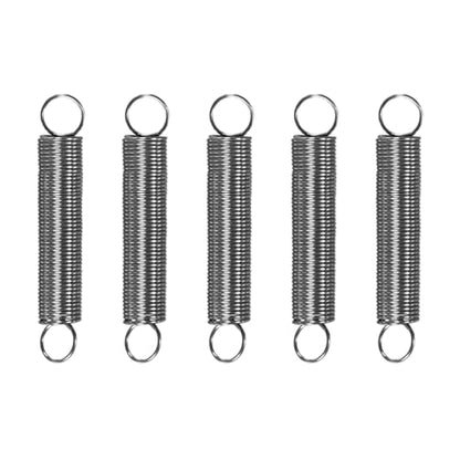 M METERXITY 5-Pack Extension Springs, 30mm Length 5mm OD 304 Stainless Steel Dual Hook Tension Spring for DIY/Garden Tool/Mechanical Repair Replacement [Silver Tone, 0.5mm Wire Size] - size: 1.18" x 0.2" x 0.5mm Wire