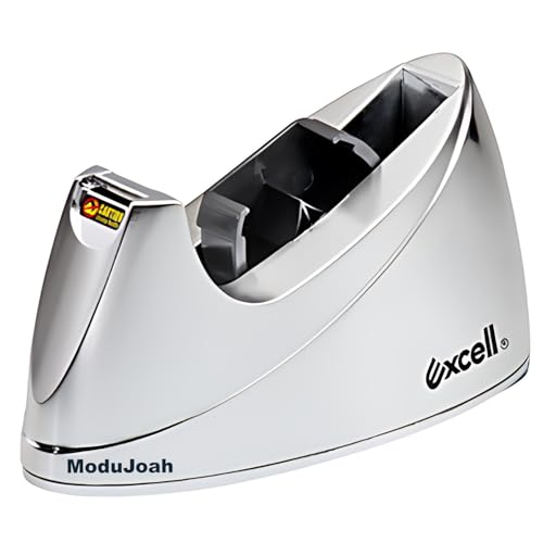 MDJ by Excell Desktop Tape Dispenser (Fits 1" + 3" Core) with Heavy-Weighted Base for One-Hand Dispensing for Office, Home, School, Masking, Heat Transfer, Sublimation, Crafts, Gift Wrapping (Chrome) - color: Chrome