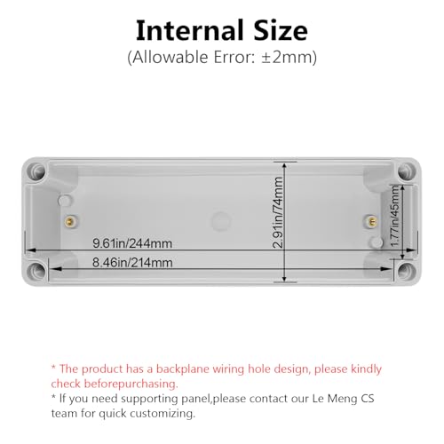 LeMotech IP67 Waterproof Junction Box ABS Plastic Project Box Dustproof Electrical Box Outdoor Enclosure for Electronics DIY Case Gray 9.8X 3.1x 3.3 inch (250x 80x 85 mm) - size: 9.8" x 3.1" x 3.3" (1pc)