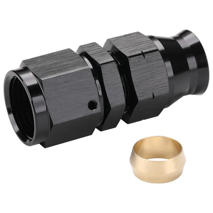 8AN Female Flare to 3/8" Hardline Compression Fitting Adapter Straight Aluminum Black - color: Black - 1PCS, size: 8AN to 3/8"