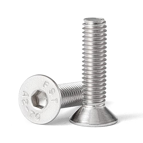 M6-1.0 x 12mm Flat Head Hex Socket Cap Screws Countersunk Bolts, 304 Stainless Steel, Metric Allen Socket Drive, Fully Threaded, Bright Finish, 50PCS - size: M6-1.0 x 12mm(50PCS)