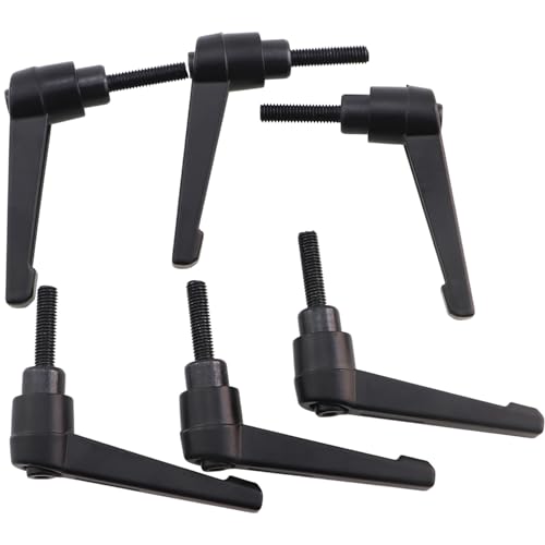 6PCS M5x20x20mm Adjustable Handle Clamping Lever Handles Black Oxidized Carbon Steel Threaded Male Studs Quick Release Ratchet Bolt Knobs for Component Fixing