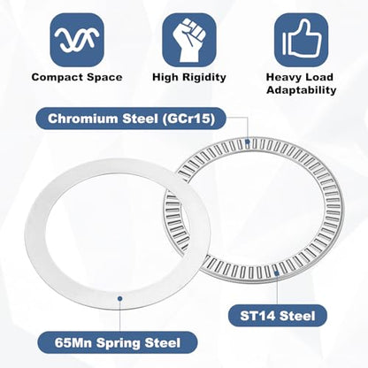 uxcell 4 Sets NTA4052 Thrust Needle Roller Bearings with Washers, ID 2-1/2" - size: NTA4052+2TWA, 2-1/2"x3-7/32"x1/8"