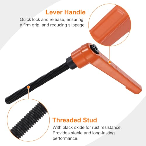 uxcell Clamping Lever Handles for Lathe, M6x60mm Male Thread Orange - size: M6x60mm