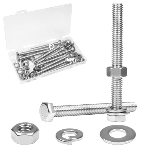10 Sets 5/16-18x3 Hex Head Screw Bolt,Nuts,Flat & Lock Washers - size: 5/16-18x3"