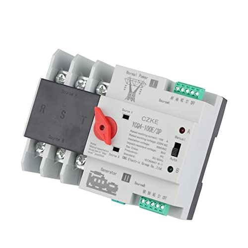 YCQ4-100E/3P Dual Power Automatic Transfer Switch 220V AC 8kA Din Rail ATS Switches Uninterrupted Power 63A 100A (Color : 3P, Size : 100A) - size: 100A