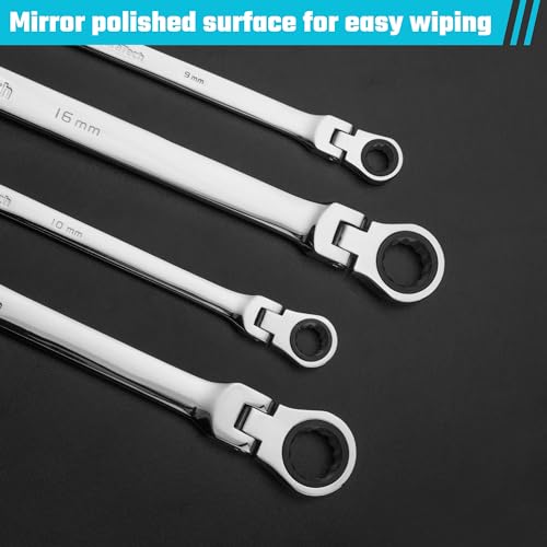 DURATECH 17mm x 19mm Extra Long Flex-Head Ratcheting Wrench, Metric - size: 17*19mm