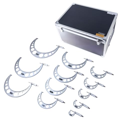 Accusize Industrial Tools 0-300 mm Metric 12 Pc Precision Outside Micrometer Set, Carbide Tipped, Eg00-1300 - size: 0-300mm 12 pc/set