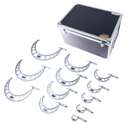 Accusize Industrial Tools 0-300 mm Metric 12 Pc Precision Outside Micrometer Set, Carbide Tipped, Eg00-1300 - size: 0-300mm 12 pc/set