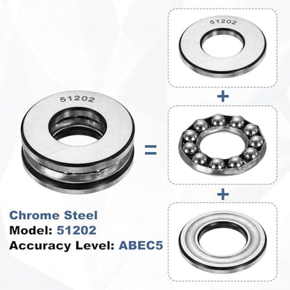 uxcell 2Pcs Thrust Ball Bearings, 15mm Bore 32mm OD 12mm Thick 51202 ABEC5 - size: 51202 15mm x 32mm x 12mm