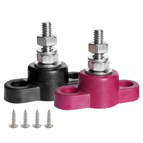 Ampper 1/4" Stud Battery Junction Post Terminal Distribution Block, 1 Pair - size: 1/4"