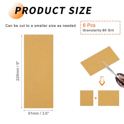 6 Pcs 80 Grit Sandpaper 3.6 x 9 Inch Sand Paper Alumina Gold - size: 3.6 x 9 Inch(80 Grit)