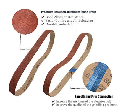 24 PCS 1/2 x 18 Inch Sanding Belts - 60 Grit 1/2x18 Aluminum Oxide Sanding Belts for Mini Belt Sander,Premium 1/2''x18'' Belt Sander Sandpaper – 24 Pack,60 Grit - size: 60 Grit