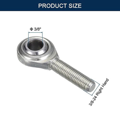 CM6 Rod End Bearing Heim Joints, 3/8 x 3/8-24 Right Hand Male Thread Heim Joint with Jam Nuts 2pcs - size: 3/8"