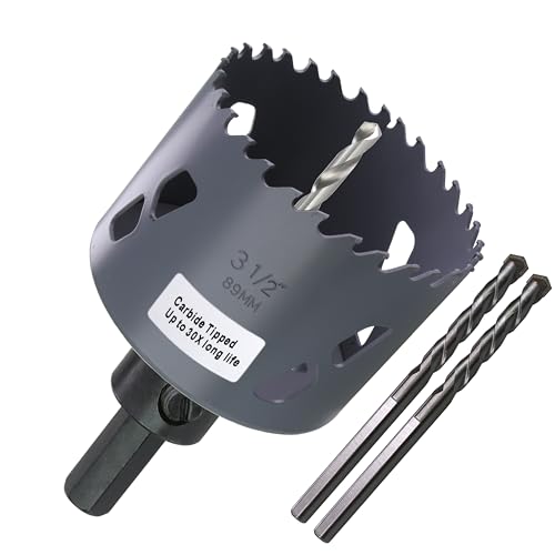 3-1/2” 89mm Inch Carbide Hole Saw Cutter Multi-Purpose Hole Saw Bit for Hardy Plank MDF Air Brick Nail Embedded Wood 2.36” Depth Up to 30X More Cuts - color: 3-1/2"