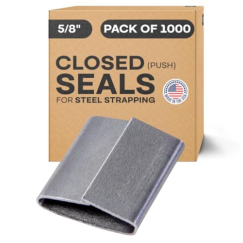 IDL Packaging 5/8" Closed (Push) Seals for Steel Strapping, Pack of 1000 | USA-Made Sturdy Metal Clips for Reliable Securing of Packaging Banding - Superior Holding Power for Steel Banding Jobs - color: Closed (Push), size: 5/8"