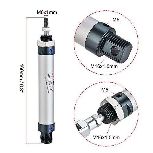 uxcell Pneumatic Air Cylinder 16mm Bore 50mm Stroke with Y Connector and Quick Fittings, MAL 16x50, for Automatic Equipment - size: 16mmx50mm