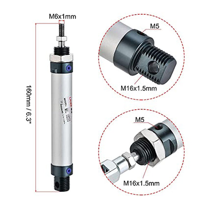 uxcell Pneumatic Air Cylinder 16mm Bore 50mm Stroke with Y Connector and Quick Fittings, MAL 16x50, for Automatic Equipment - size: 16mmx50mm