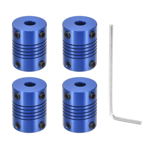 Flexible Shaft Coupling(4mm|6mm): 4 Pcs Blue Aluminum Alloy - color: Blue, size: 4mm x 6mm (19mm OD, 25mm L)