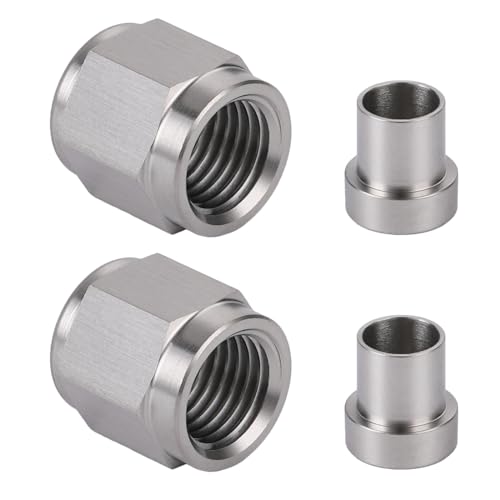 3AN Hardline Stainless Steel Tube Nut and Sleeve Fitting for 3/16" OD Tubing, 2 Sets - size: 3AN-3/16", 2 Sets