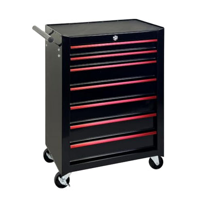 7 Drawers Rolling Tool Chest with Drawers & Lock - color: 7-drawer-black-a
