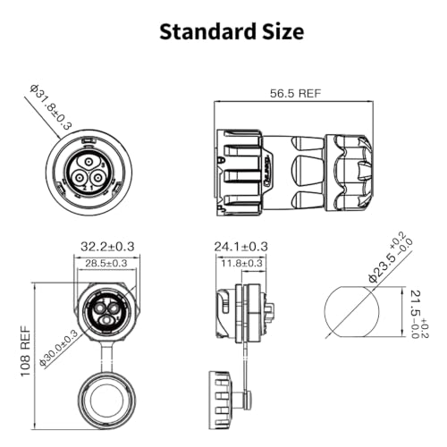 CNLINKO YM-20 3-Pin IP68 Waterproof Circular Connector PBT Plastic Shell - size: 3-Pin