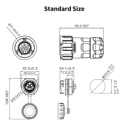 CNLINKO YM-20 3-Pin IP68 Waterproof Circular Connector PBT Plastic Shell - size: 3-Pin