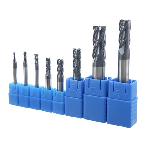 5pcs 5/64" Carbide Square End Mill for Steels, HRC 55 Deg, 4 Flute, AlTiN Coating End Mill Bits for Milling Alloy Steels, Hardened Steel, Metal & More - size: 5/64 inch