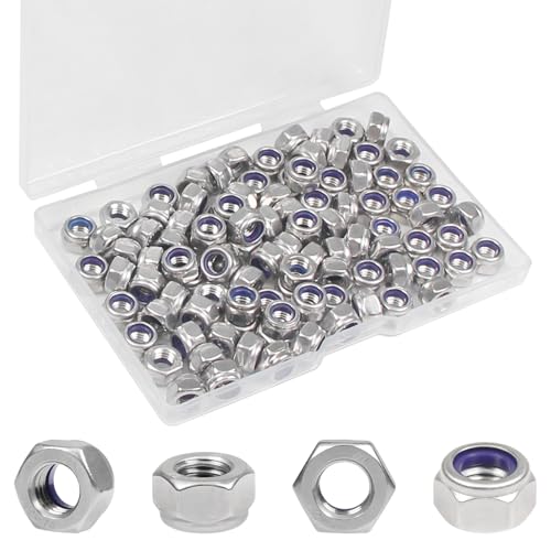 100PCS M5 Locknuts M5x0.8mm Nylon Insert Hex Lock Nuts - size: M5x0.8mm;100 PCS