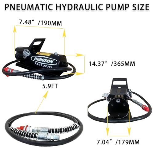 HEROSON 10000 PSI Air Hydraulic Pump, 0.7L Tank, NPT3/8 Oil Outlet NPT1/4 Inlet with Air Line Lubricator - color: black