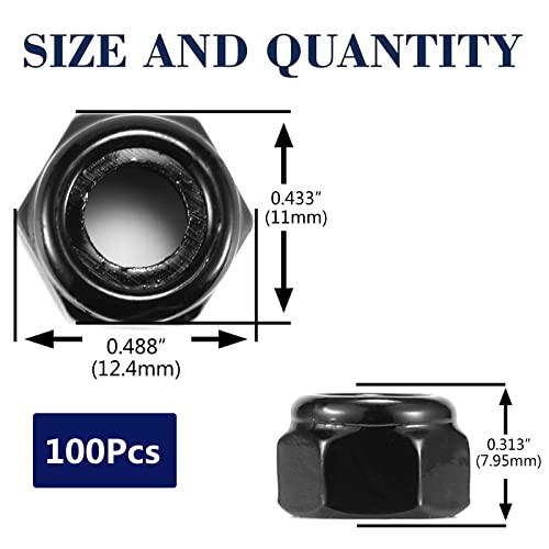 1/4-20 Nylon Insert Hex Lock Nuts 100Pcs 304 Stainless Steel Locknuts, Hex Drive, Bright Finish, Black Oxide by SG TZH - size: 1/4-20