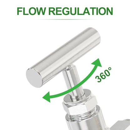 TAISHER 1PCS 304 Stainless Steel High Pressure Straight Needle Valve 1/8" Tube OD x 1/8" Tube OD For Flow Control Water Gas Oil - size: 1/8" OD