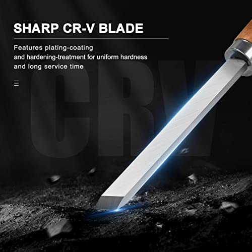 HAUTMEC Professional Wood Turning Chisel 8 pcs Set, Lathe Chisel Set with 2 Skew 1 Spear Point 1 Parting 1 Round Nose & 3 Gouge Tools for Beginners, Hobbyists and Professionals HT0237-WW - style: Crv Blade | Beech Handle
