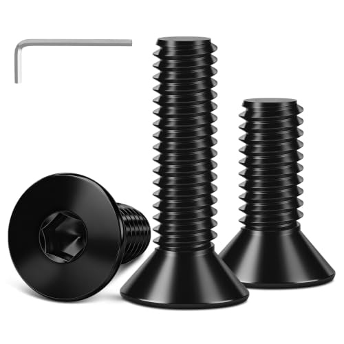 20 PCS 1/4"-20 x 2 Flat Head Socket Cap Screws Bolts, 10.9 Grade Carbon Steel Countersunk Allen Bolts, Full Thread, Black Coating, Screwdriver Included - color: Black, size: 1/4"-20 x 2"