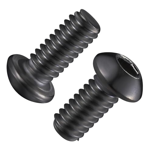 Wensilon (50Pcs) 1/4-20 * 2-1/4 Button Head Socket Cap Bolts Screws, 304 Black Stainless Steel, Allen Hex Drive, Bright Finish, Fully Machine Thread - color: Black, size: B 1/4-20*2-1/4